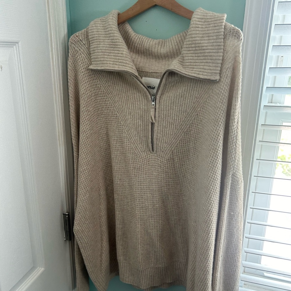 Aerie Waffle Knit Quarter Zip